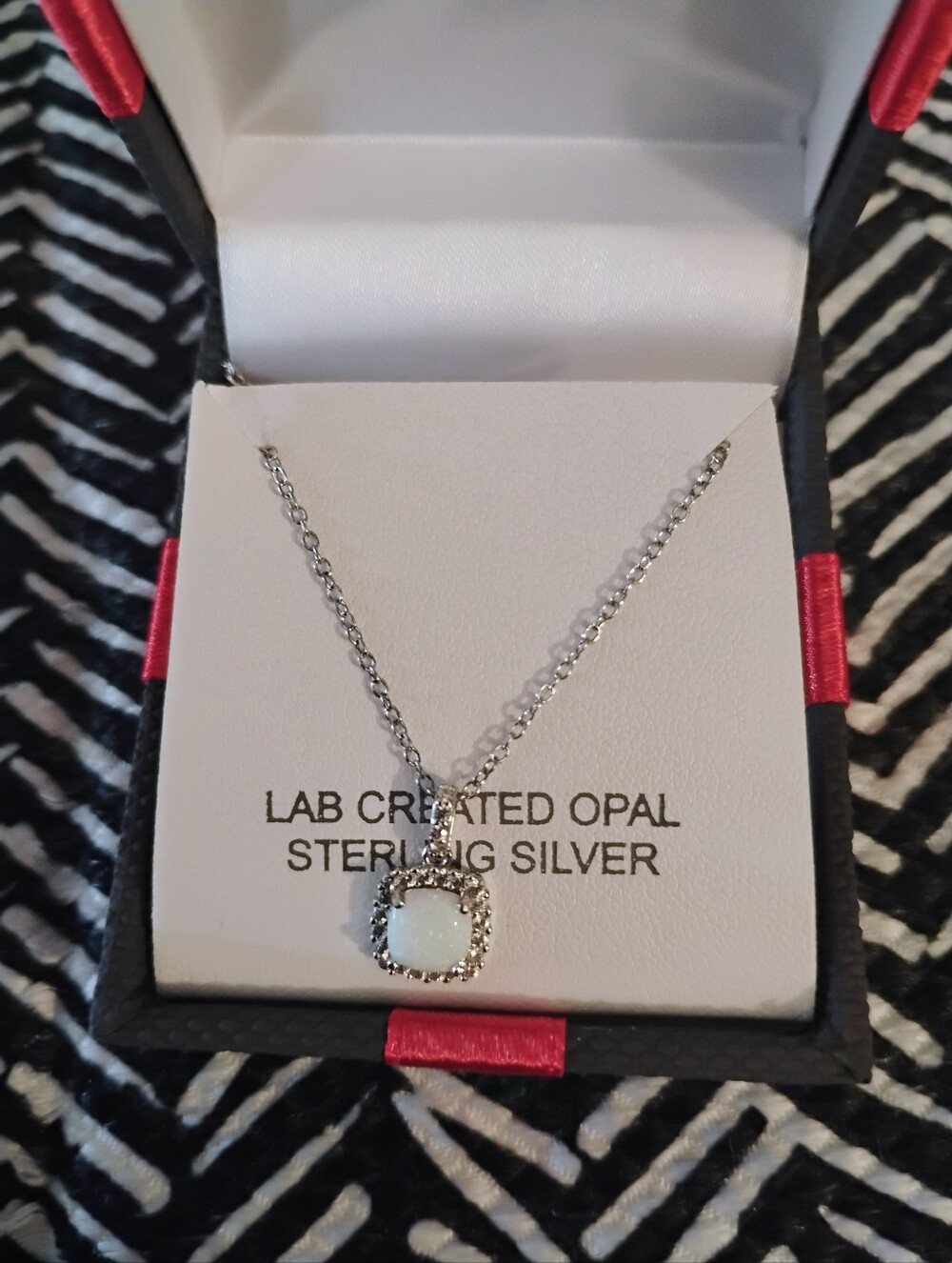 NWT-Sterling Silver Lab Created Opal Necklace
